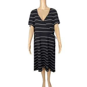 Torrid Black and White Striped Faux Wrap Dress 3
